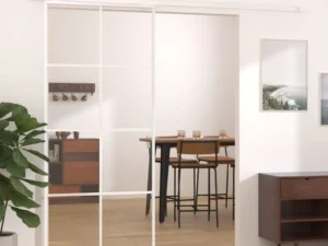 Ușă glisantă, alb, 90x205 cm, sticlă ESG și aluminiu