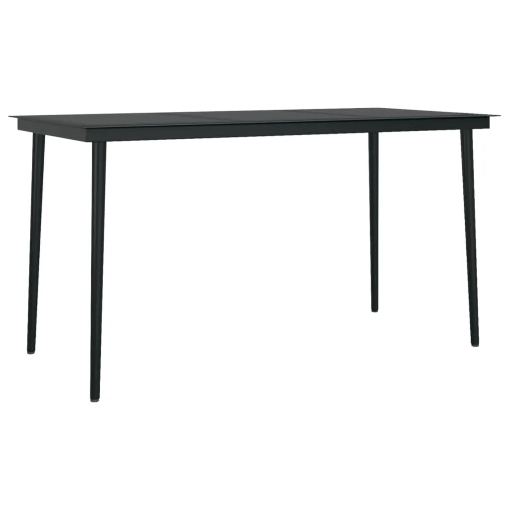Masă de bucătărie de grădină, negru, 140x70x74 cm, oțel/sticlă - imagine 2