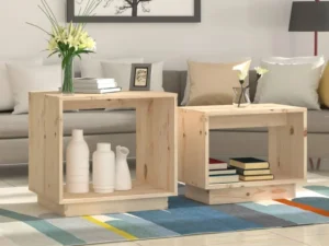 Măsuțe de cafea suprapuse, 2 buc., lemn masiv de pin