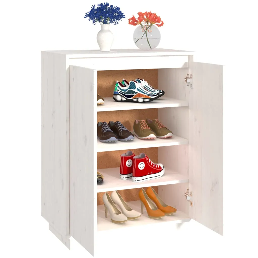 Pantofar, alb, 60x35x80 cm, lemn masiv de pin - imagine 4