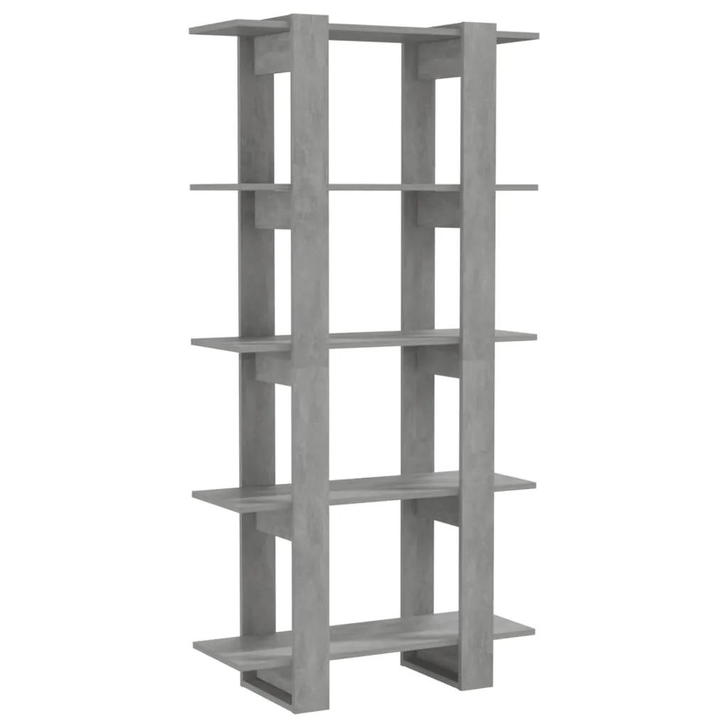 Bibliotecă/Separator cameră, gri beton, 80x30x160 cm, PAL - imagine 2