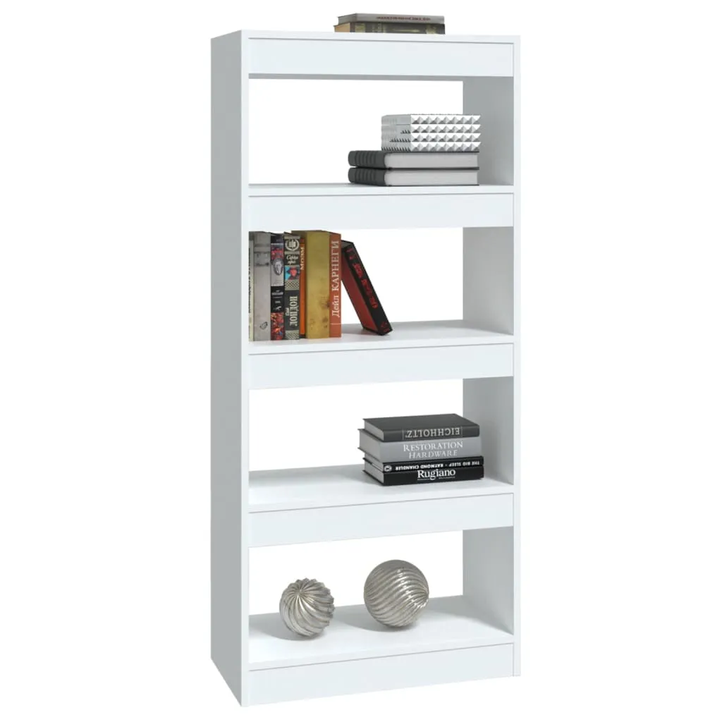 Bibliotecă/Separator alb extralucios 60x30x135cm lemn prelucrat - imagine 3