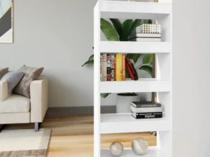 Bibliotecă/Separator alb extralucios 60x30x135cm lemn prelucrat