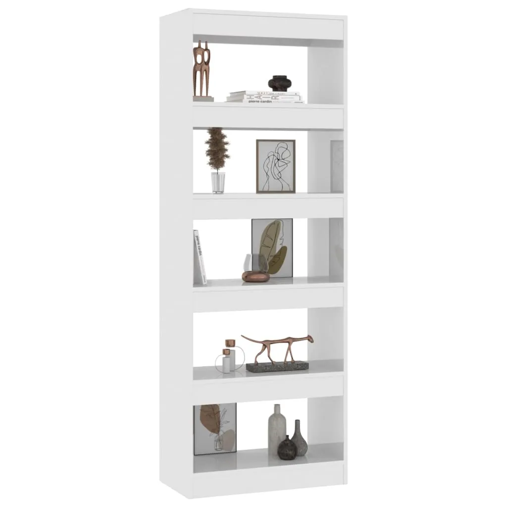 Bibliotecă/Separator cameră alb extralucios, 60x30x166 cm PAL - imagine 4