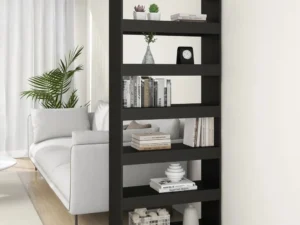 Bibliotecă/Separator cameră, negru, 80x30x198 cm, PAL
