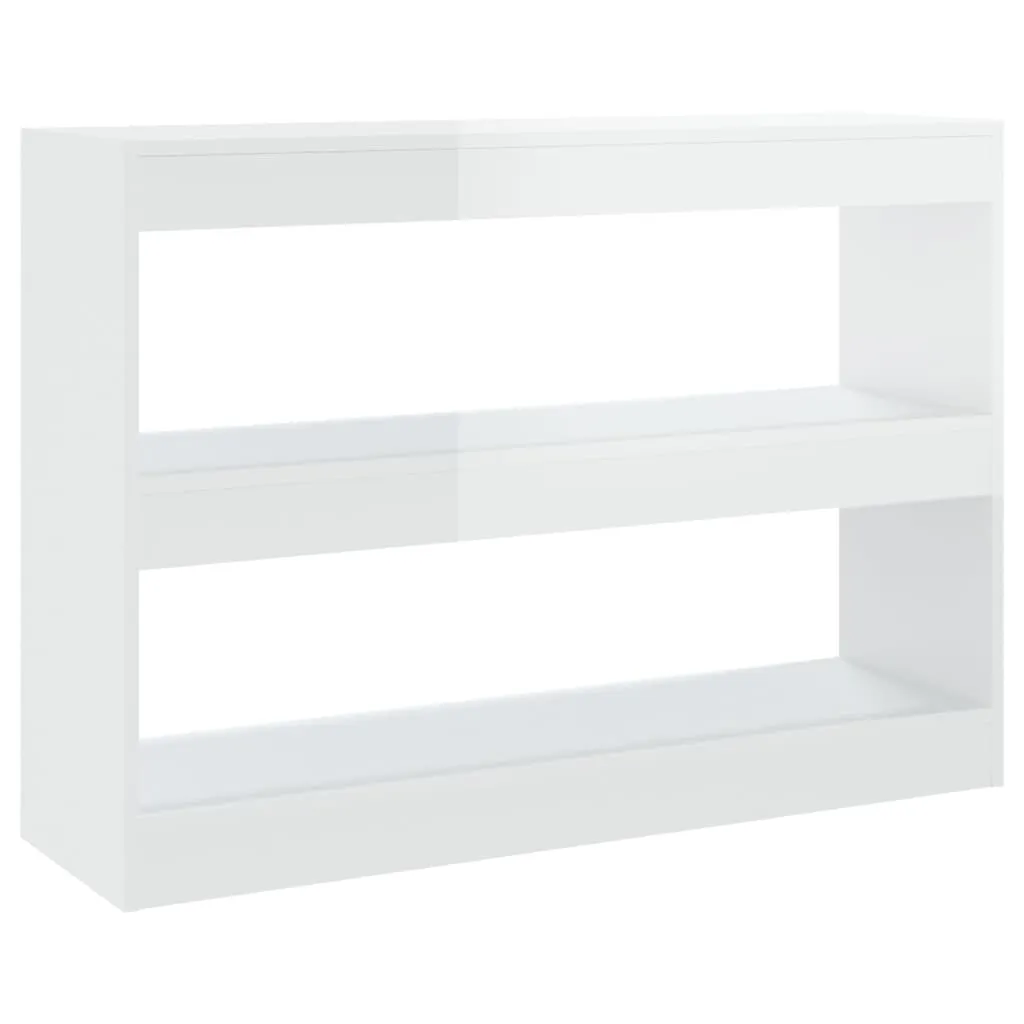 Bibliotecă/Separator cameră, alb extralucios, 100x30x72 cm - imagine 2