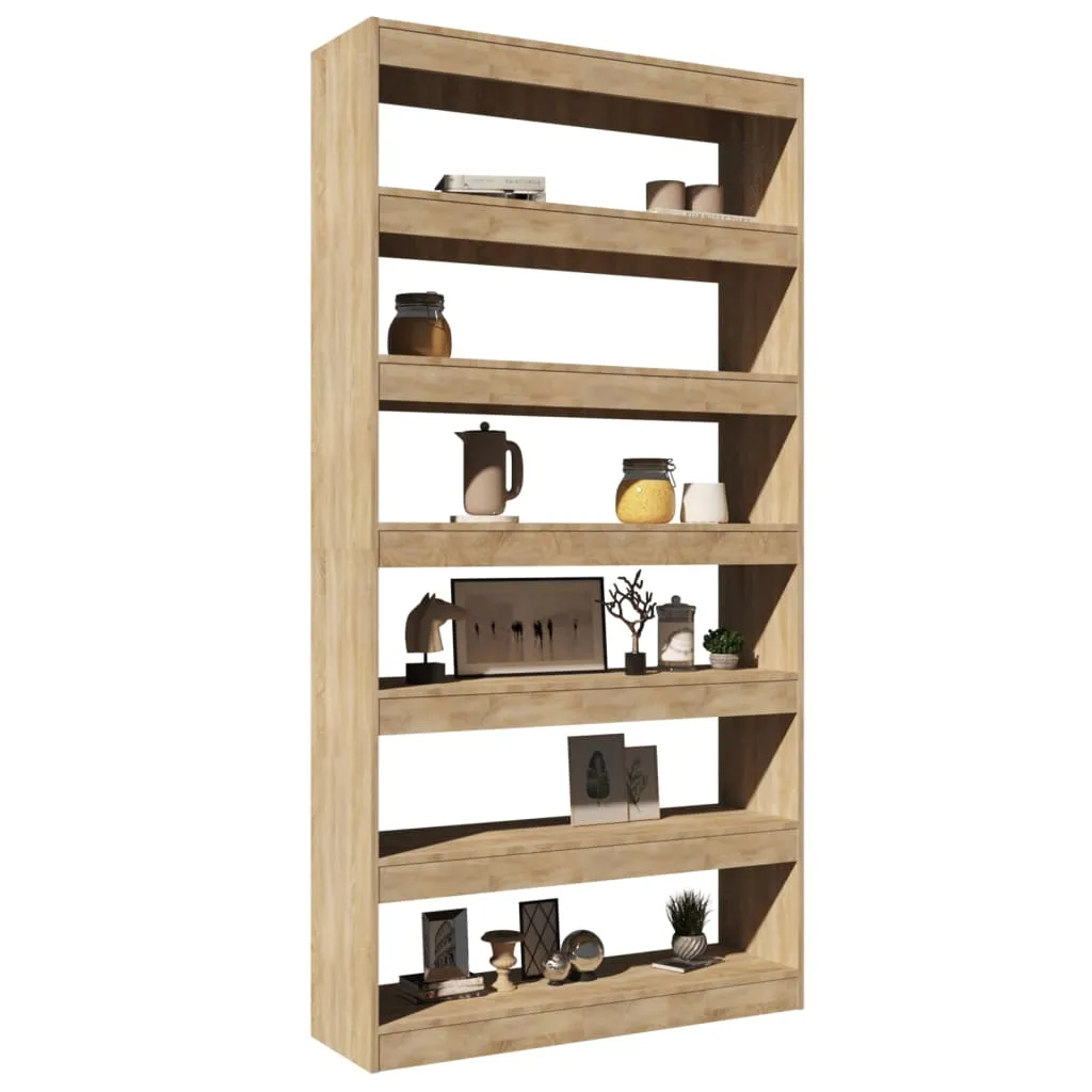 Bibliotecă/Separator cameră stejar sonoma, 100x30x198 cm lemn - imagine 4