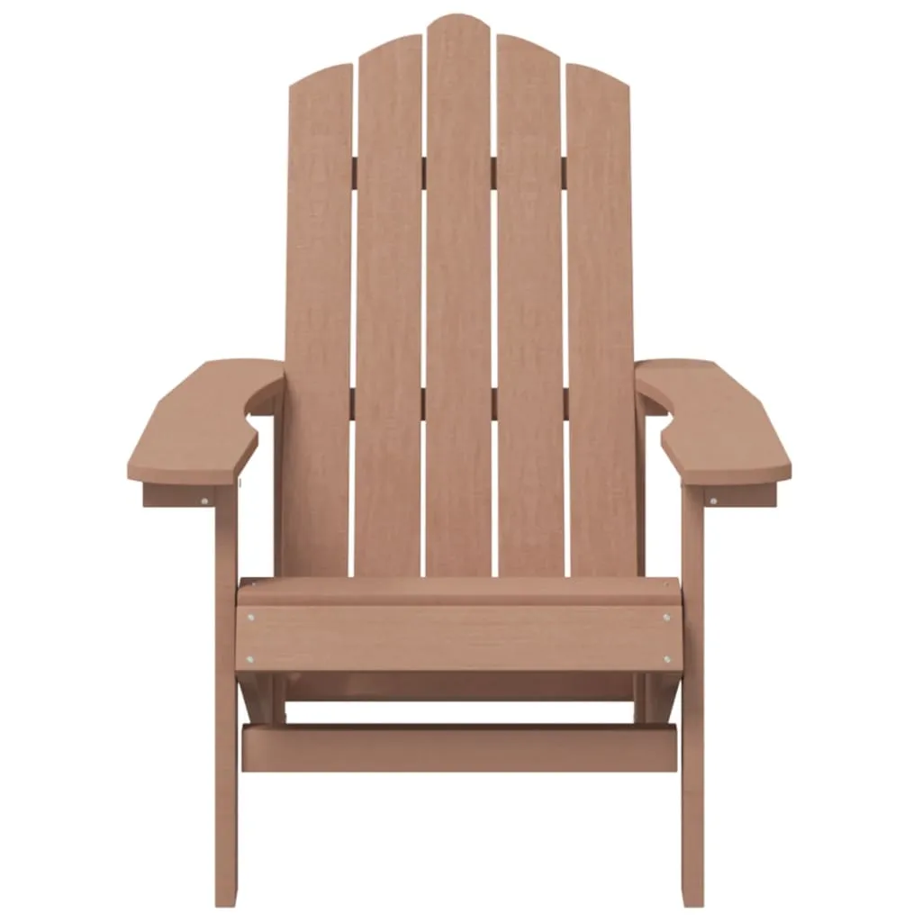 Scaune de grădină Adirondack cu masă, maro, HDPE - imagine 4