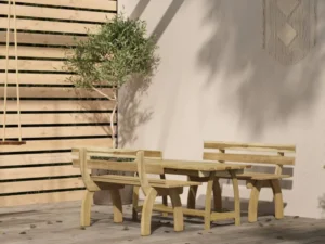 Set mobilier de exterior, 3 piese, lemn de pin tratat