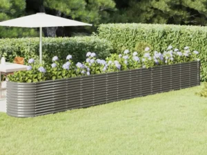 Strat înălțat grădină gri 620x80x68cm oțel vopsit electrostatic