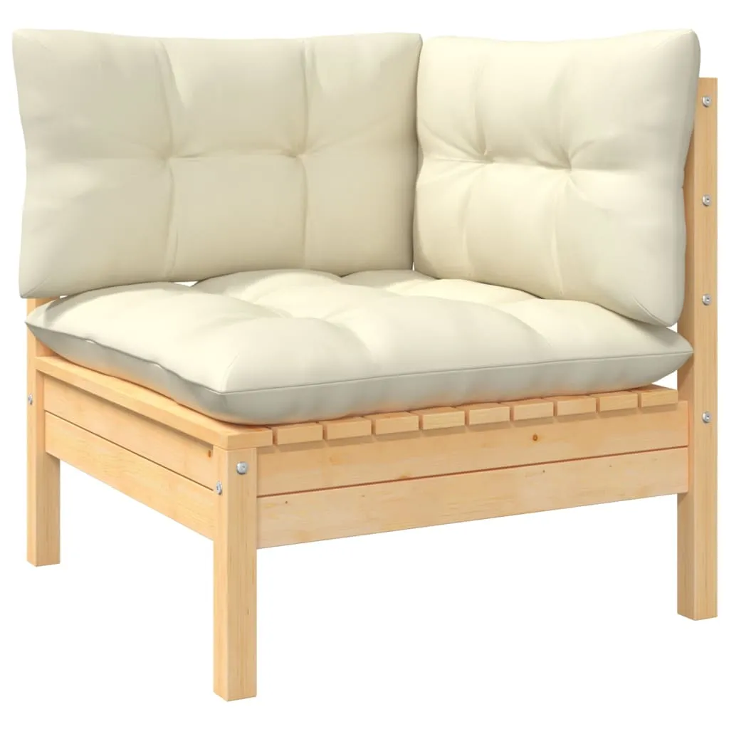 Set mobilier grădină cu perne crem, 12 piese, lemn masiv de pin - imagine 3