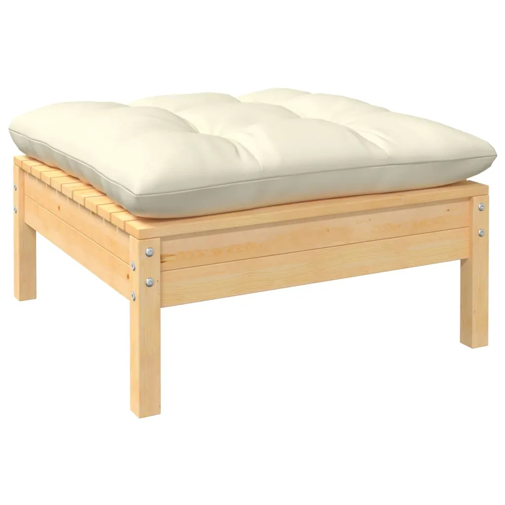 Set mobilier grădină cu perne crem, 12 piese, lemn masiv de pin - imagine 4