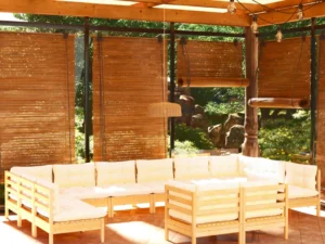 Set mobilier grădină cu perne crem, 12 piese, lemn masiv de pin