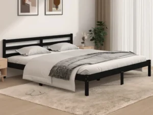 Cadru de pat Super King, negru, 180x200 cm, lemn masiv de pin