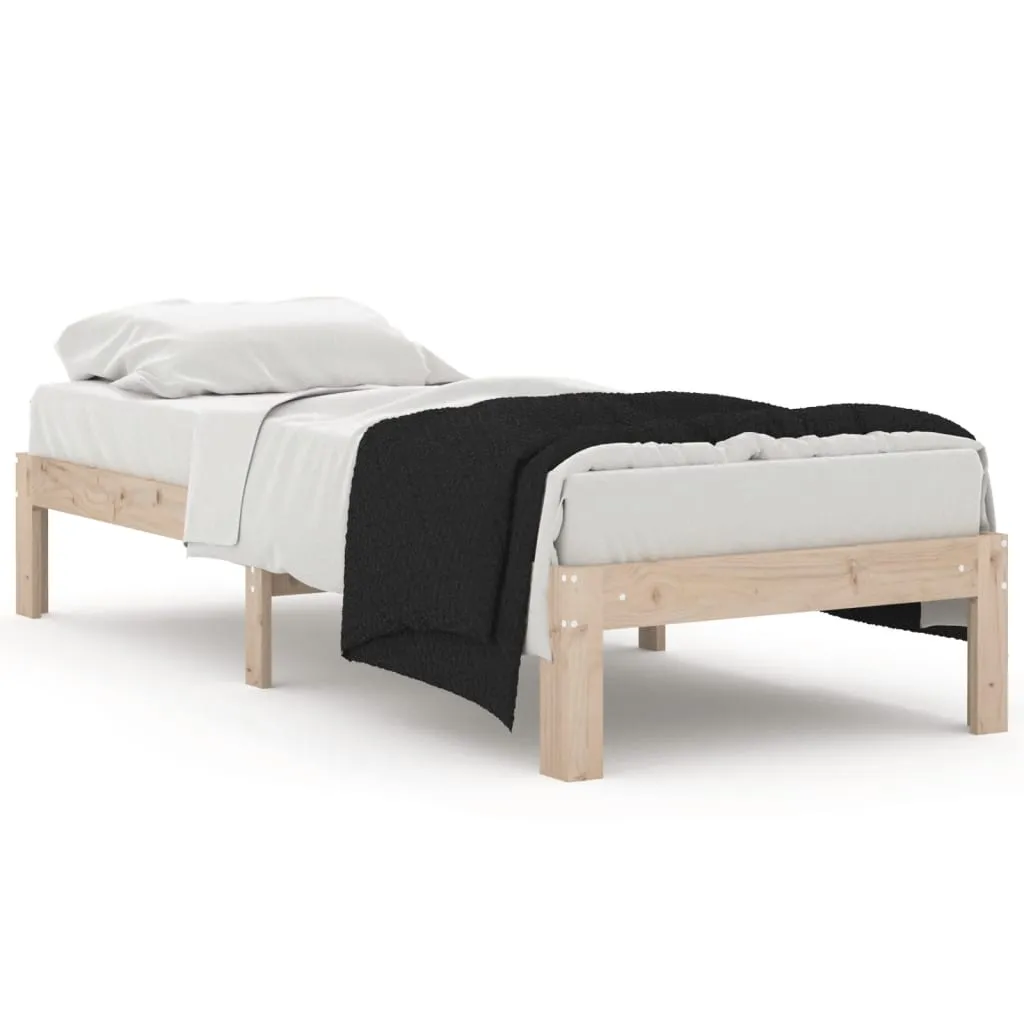Cadru de pat mic single, 75x190 cm, lemn masiv - imagine 2