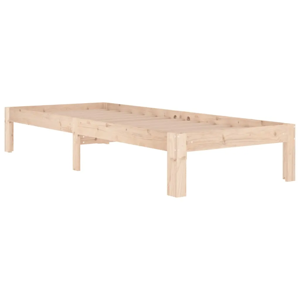Cadru de pat mic single, 75x190 cm, lemn masiv - imagine 3