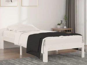 Cadru de pat single, alb, 90x190 cm, lemn masiv