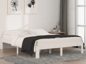 Cadru de pat King Size, alb, 150x200 cm, lemn masiv