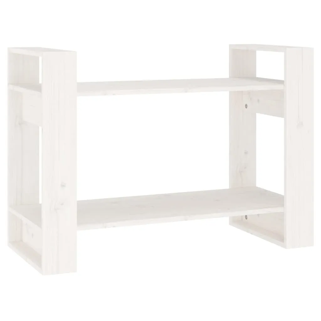 Bibliotecă/Separator cameră, alb, 80x35x56,5 cm, lemn masiv pin - imagine 2