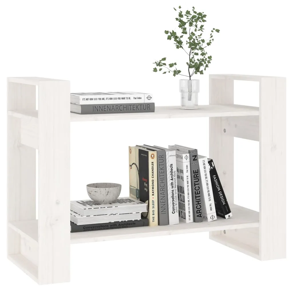 Bibliotecă/Separator cameră, alb, 80x35x56,5 cm, lemn masiv pin - imagine 4