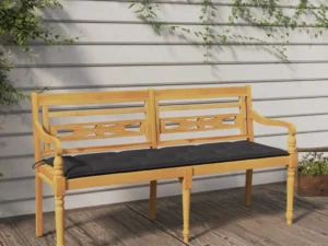 Bancă Batavia cu pernă antracit, 150 cm, lemn masiv de tec