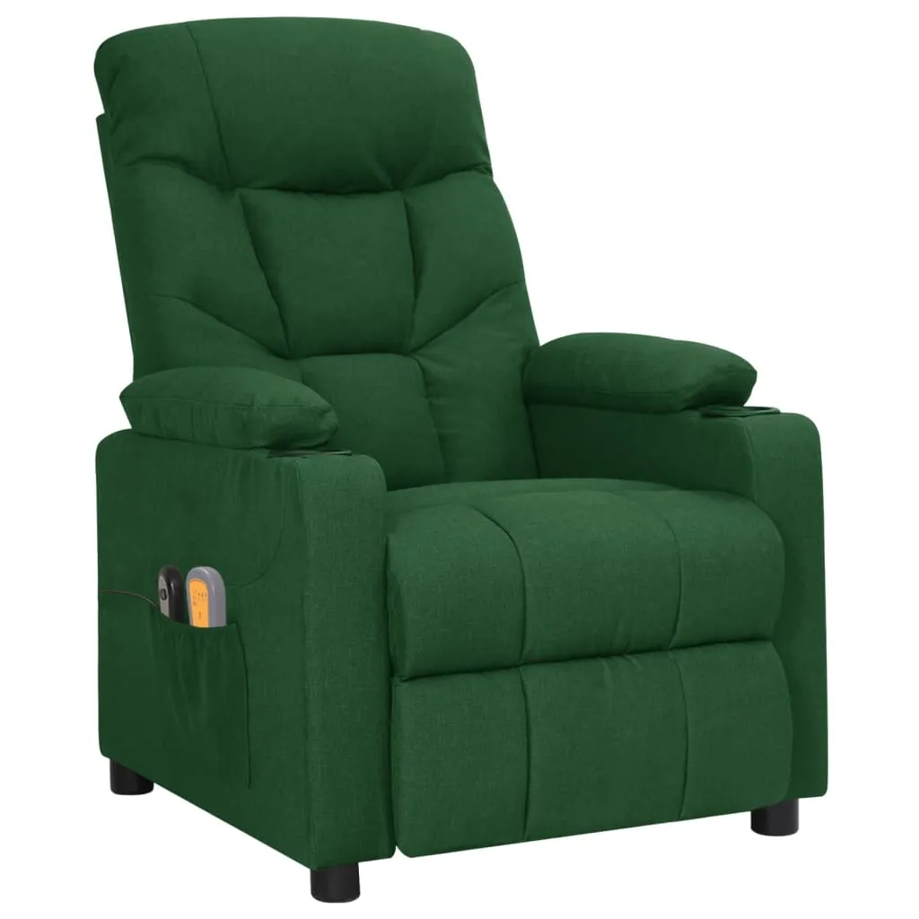 Fotoliu de masaj electric, verde închis, material textil - imagine 2