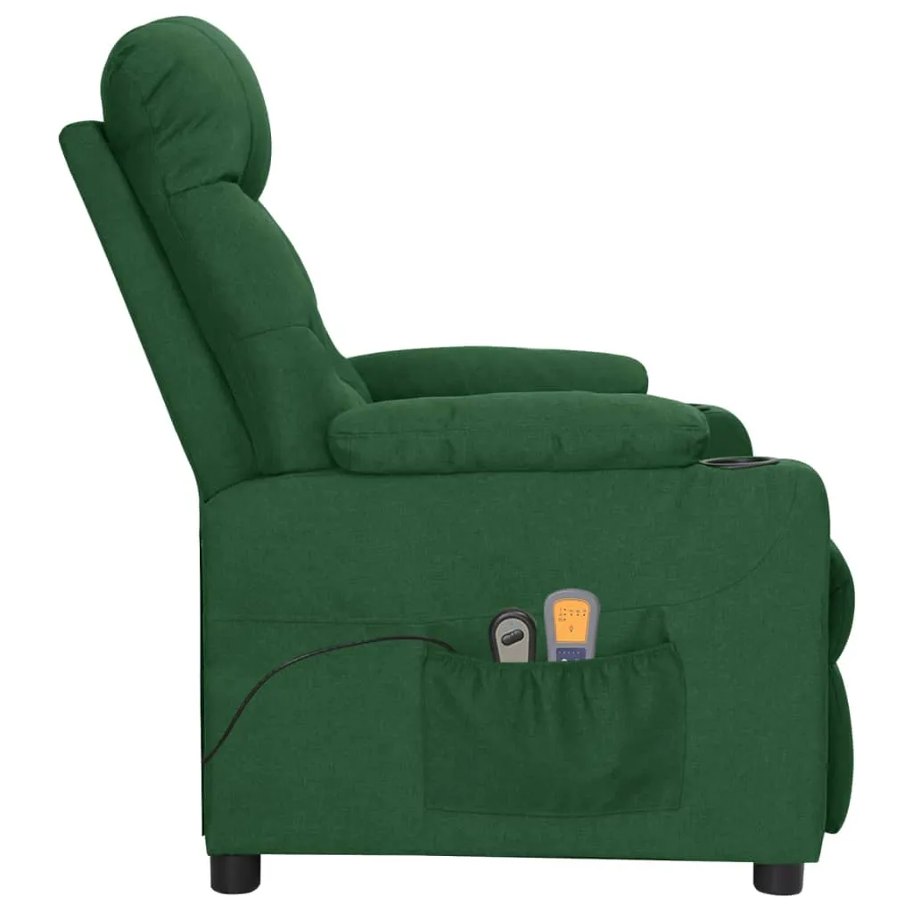 Fotoliu de masaj electric, verde închis, material textil - imagine 4