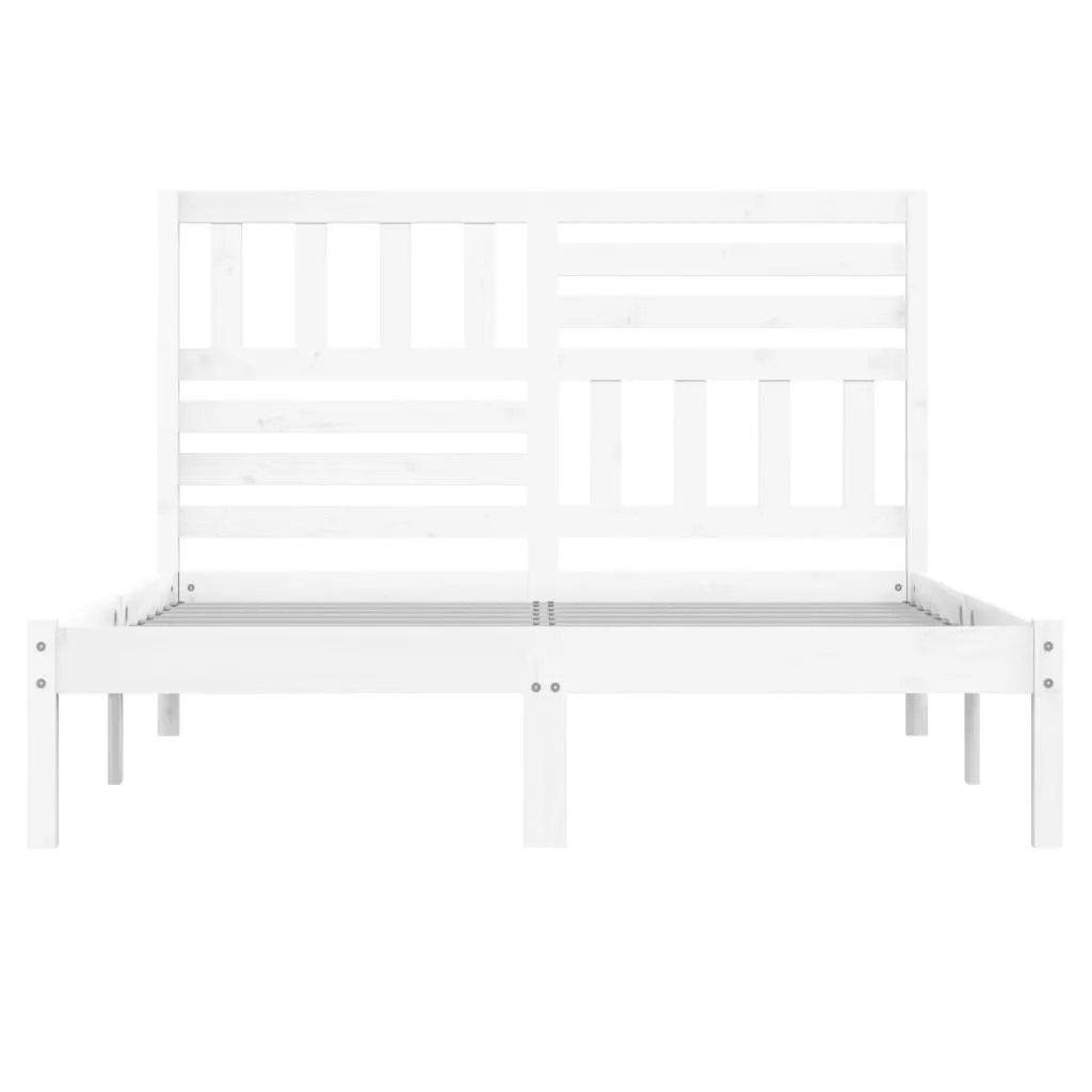 Cadru pat, alb, 140x200 cm,lemn masiv de pin - imagine 4