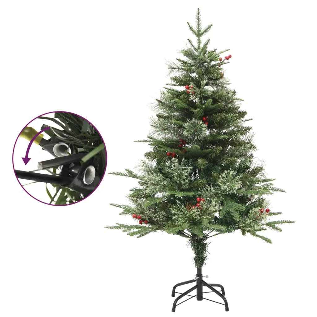 Brad de Crăciun pre-iluminat conuri de pin verde 150 cm PVC&PE - imagine 4