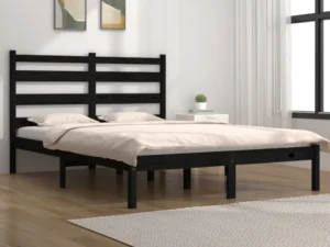 Cadru de pat King Size, negru, 150x200 cm, lemn masiv de pin