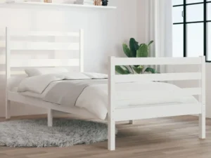 Cadru de pat, alb, 100x200 cm, lemn masiv de pin