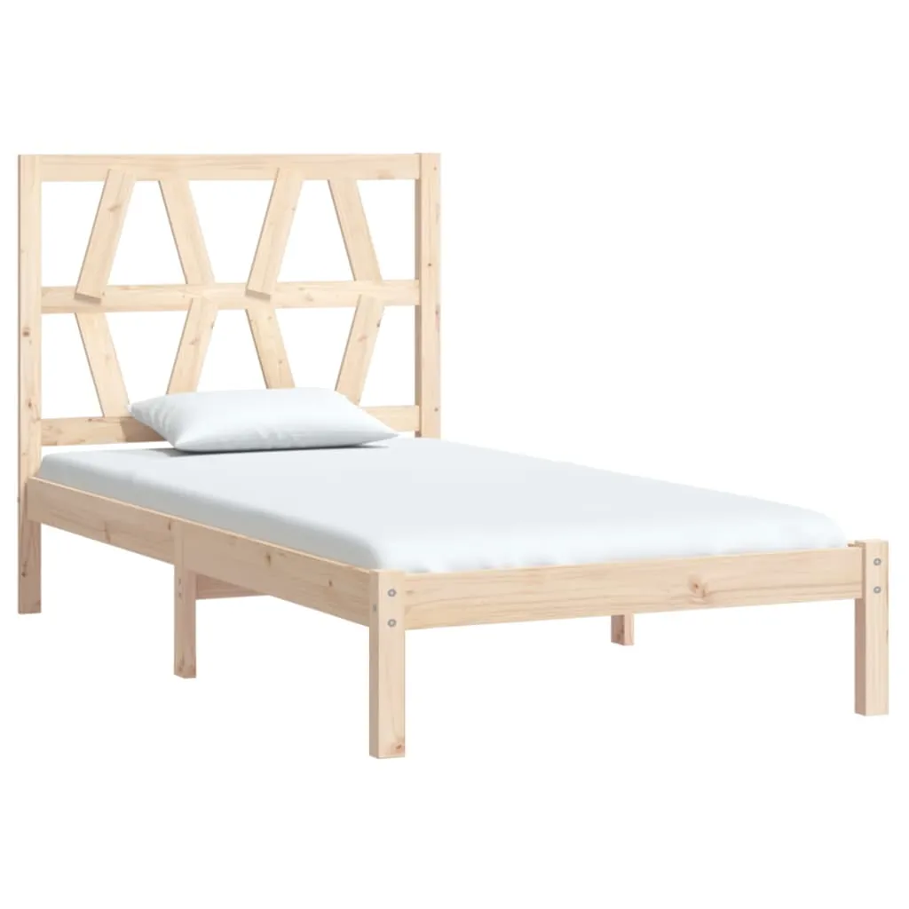 Cadru de pat mic single, 75x190 cm, lemn masiv de pin - imagine 3