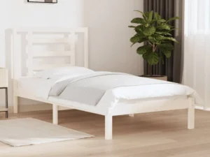Cadru pat fără saltea, alb, 90x190 cm, lemn masiv de pin