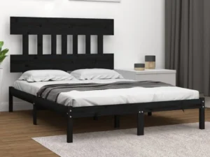 Cadru de pat, negru, 120x200 cm, lemn masiv