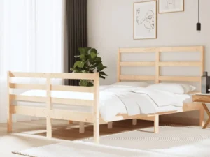 Cadru de pat dublu, 135x190 cm, lemn masiv de pin
