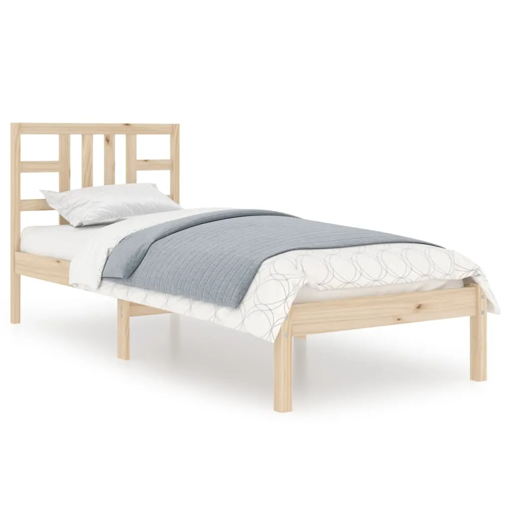 Cadru de pat mic single, 75x190 cm, lemn masiv - imagine 2