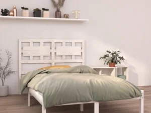 Cadru de pat dublu, alb, 135x190 cm, lemn masiv