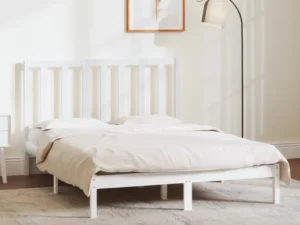 Cadru de pat fără saltea, alb, 135x190 cm, lemn masiv de pin