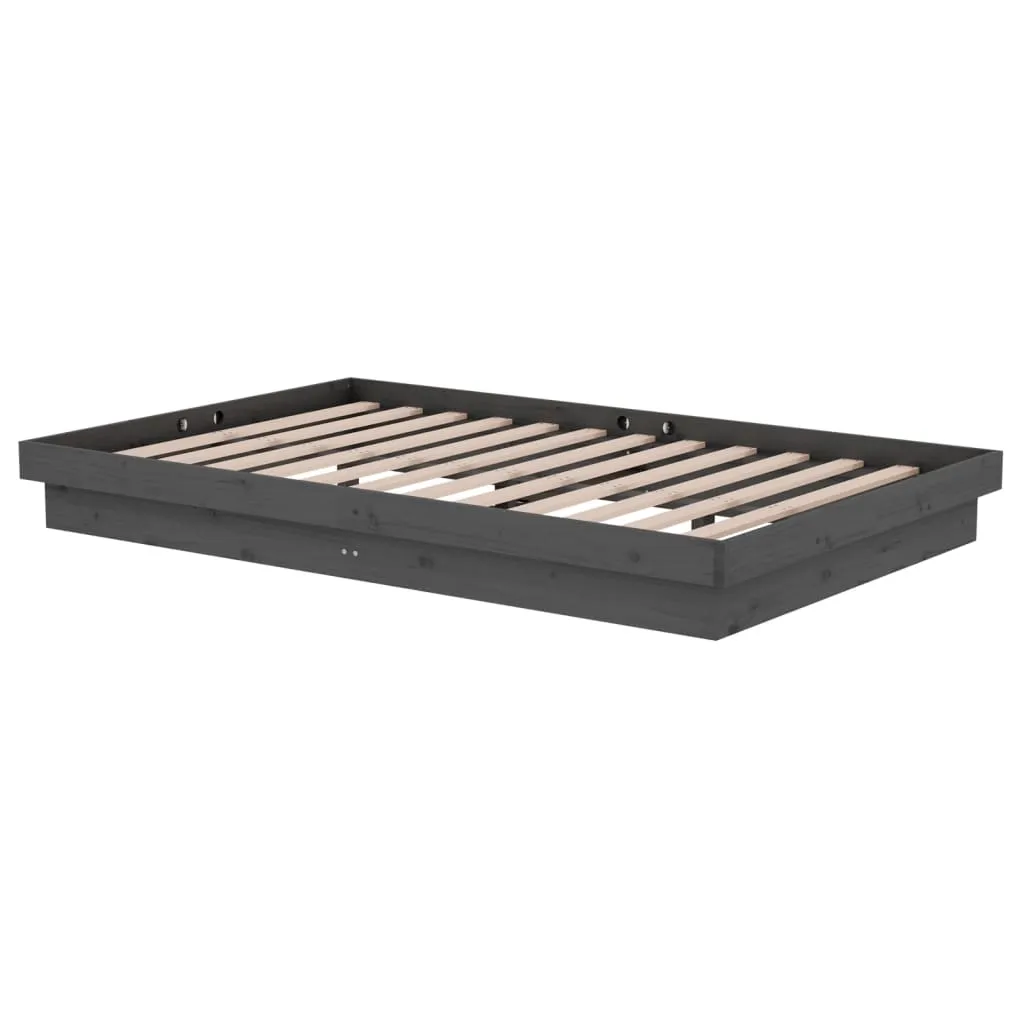 Cadru de pat mic dublu, gri, 120x190 cm, lemn masiv - imagine 4
