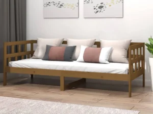 Pat de zi, maro miere, 80x200 cm, lemn masiv de pin