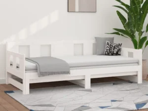 Pat extensibil de zi, alb, 2x(80x200) cm, lemn masiv de pin