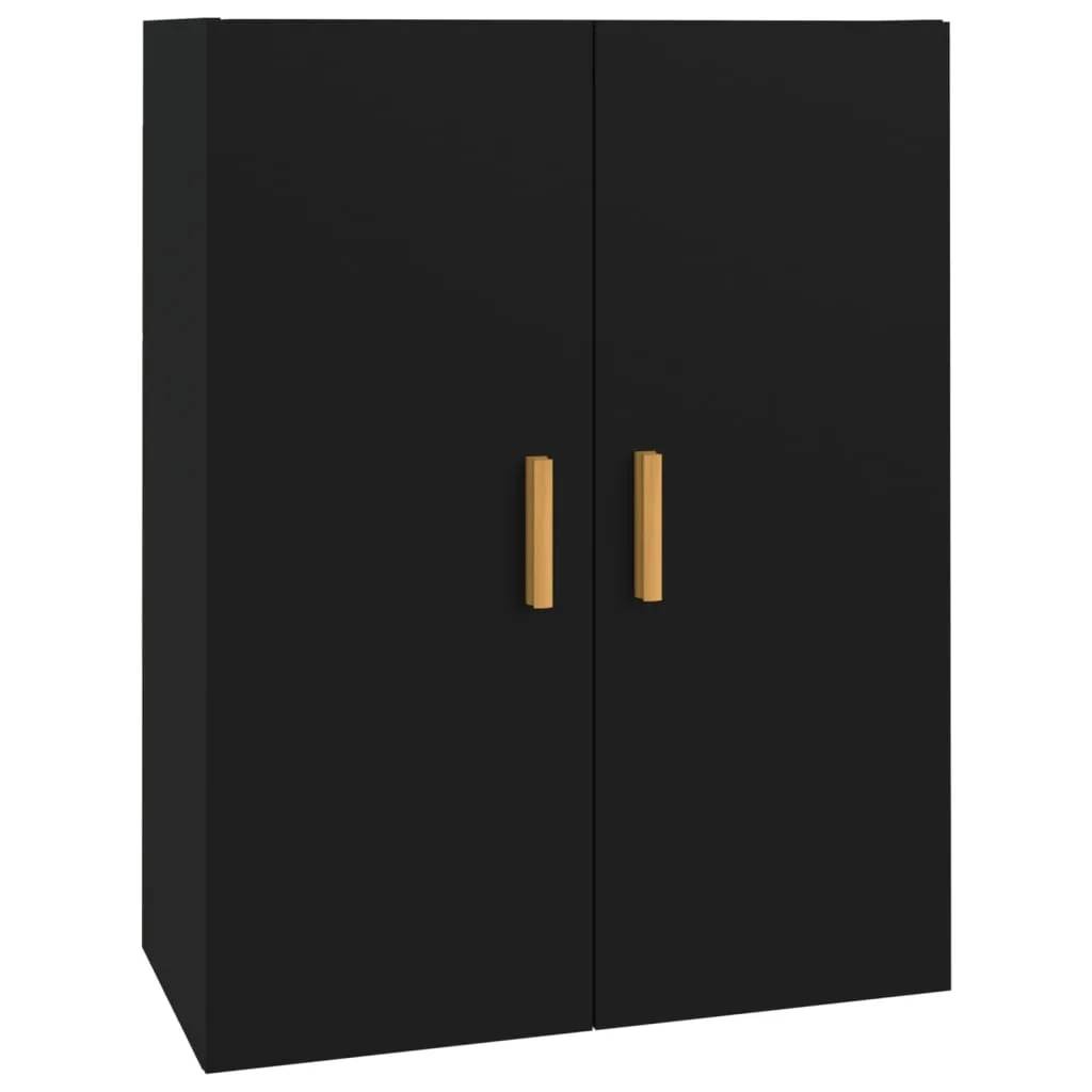 Dulap de perete suspendat, negru, 69,5x34x90 cm - imagine 2