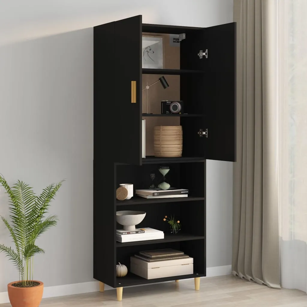 Dulap de perete suspendat, negru, 69,5x34x90 cm - imagine 4