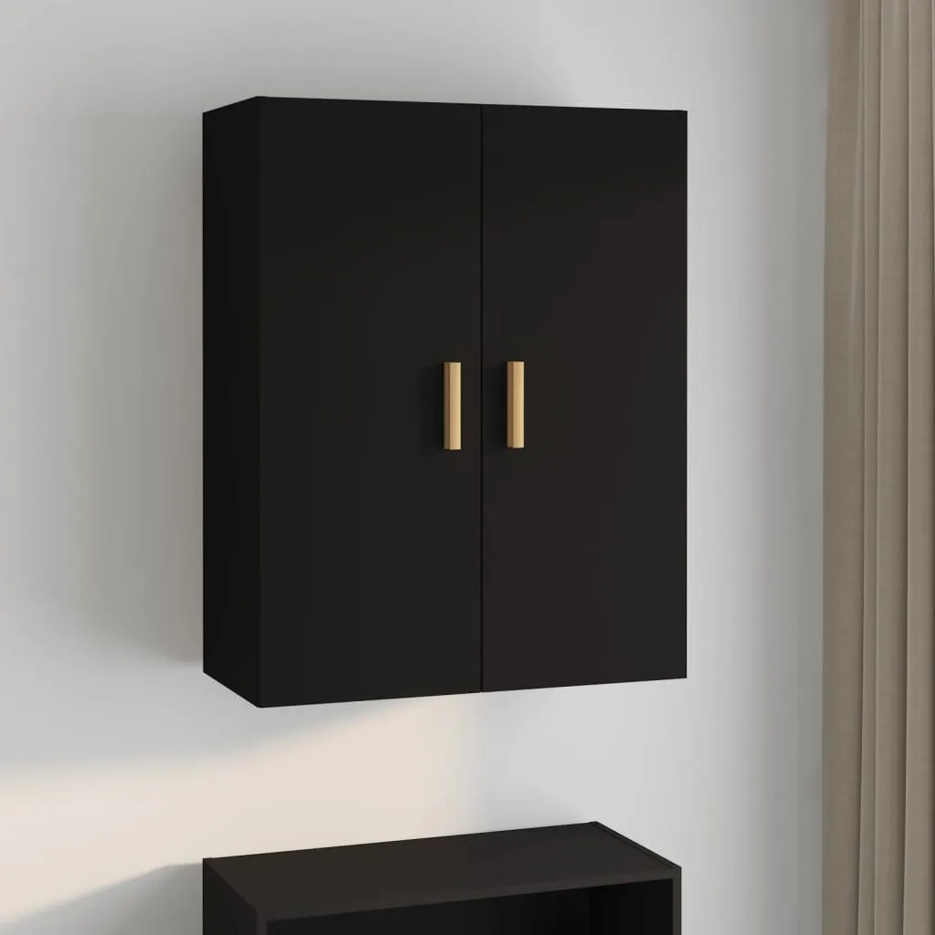 Dulap de perete suspendat, negru, 69,5x34x90 cm