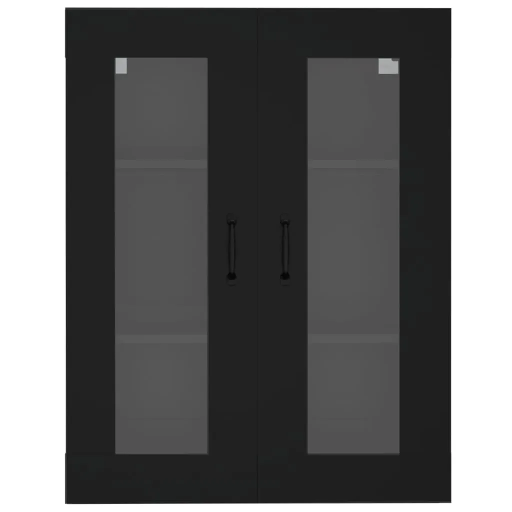 Dulap de perete suspendat, negru, 69,5x34x90 cm - imagine 3