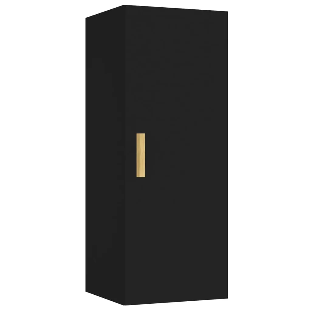 Dulap de perete, negru, 34,5x34x90 cm, lemn compozit - imagine 2
