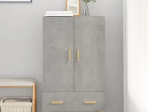 Dulap înalt, gri beton, 70x31x115 cm, lemn compozit