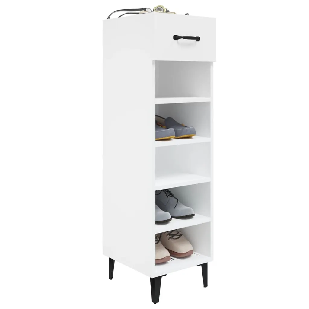 Pantofar, alb extralucios, 30x35x105 cm, lemn prelucrat - imagine 4