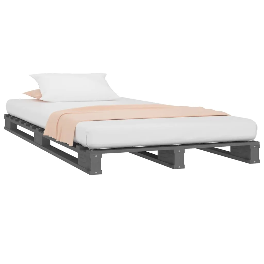 Pat din paleți Single Small gri 75x190 cm lemn masiv pin - imagine 3