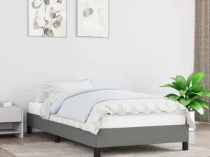 Cadru de pat fără saltea, gri închis, 80x200 cm, textil